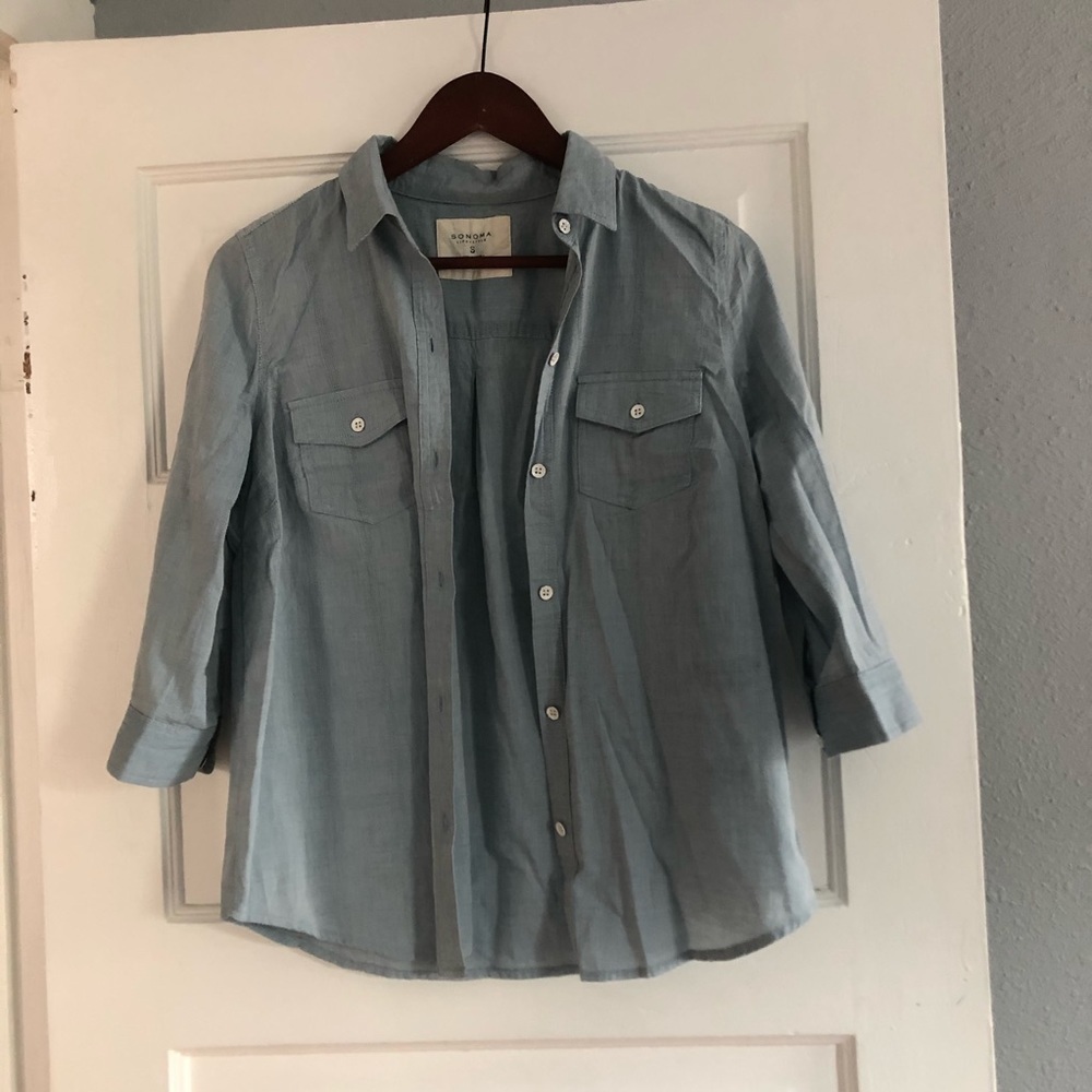 Sonoma 3/4 Sleeve Chambray Denim Shirt